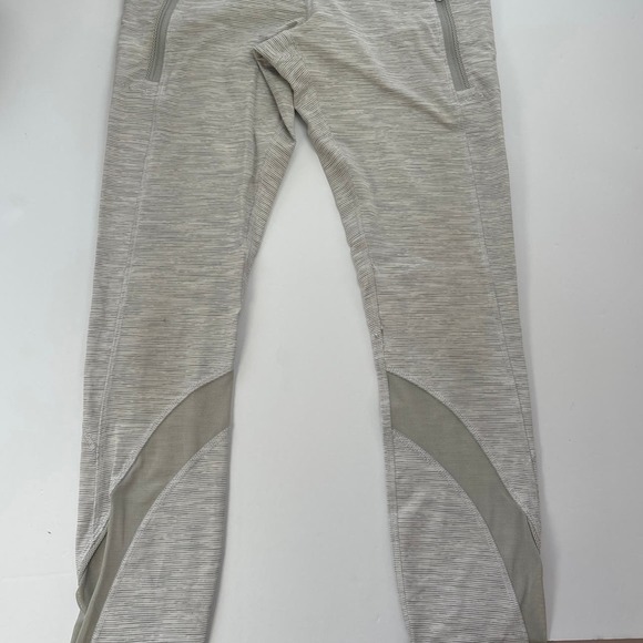 Lululemon ~Inspire Tight 2 Silver/white full length leggings pockets Size 4 #048 - Picture 2 of 5